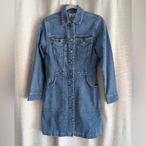 Faherty Michelle Denim Organic Cotton Dress Sea Bright Wash NWT Size 4 - Picture 2 of 8